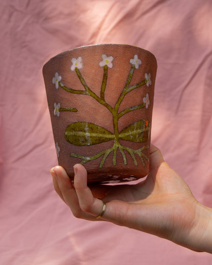 Terracotta Flowers Plant Pot (glazed inside)