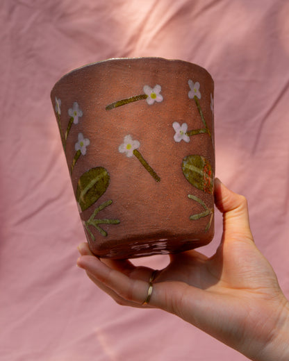 Terracotta Flowers Plant Pot (glazed inside)