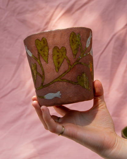 Bindweed Plant Pot (glazed inside)