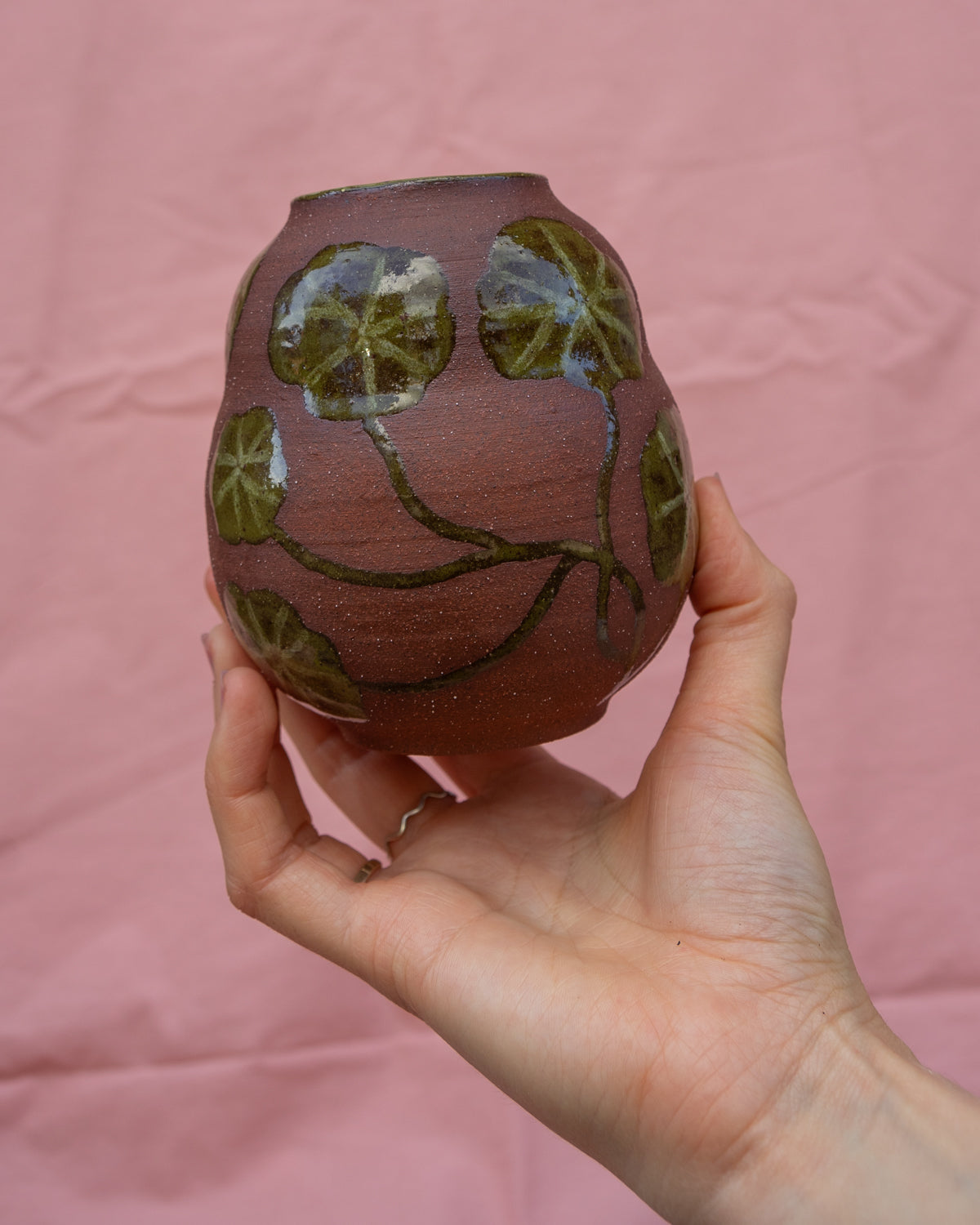 Nasturtium Leaves Terracotta Vase