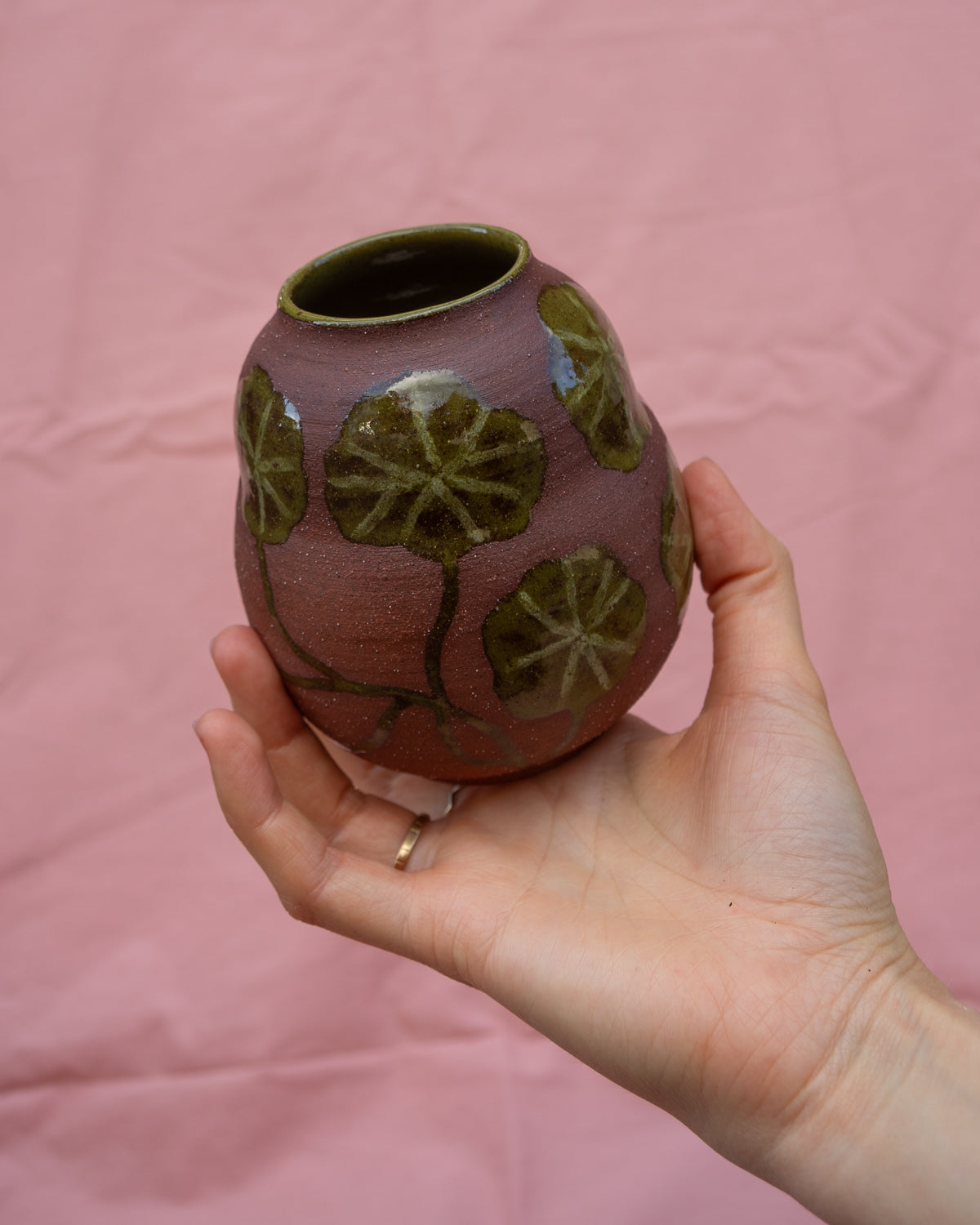 Nasturtium Leaves Terracotta Vase
