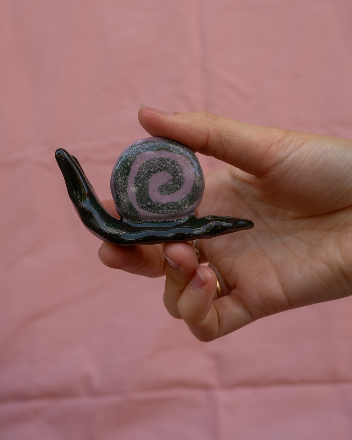 Dark Green + Lilac Garden Snail