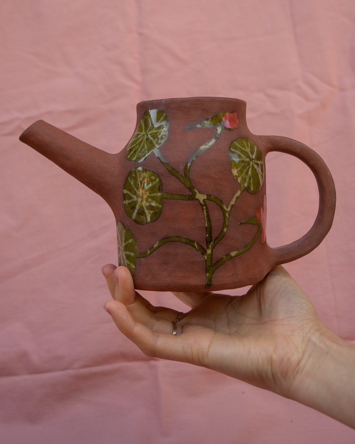 Nasturtium Flowers Watering Can Pot