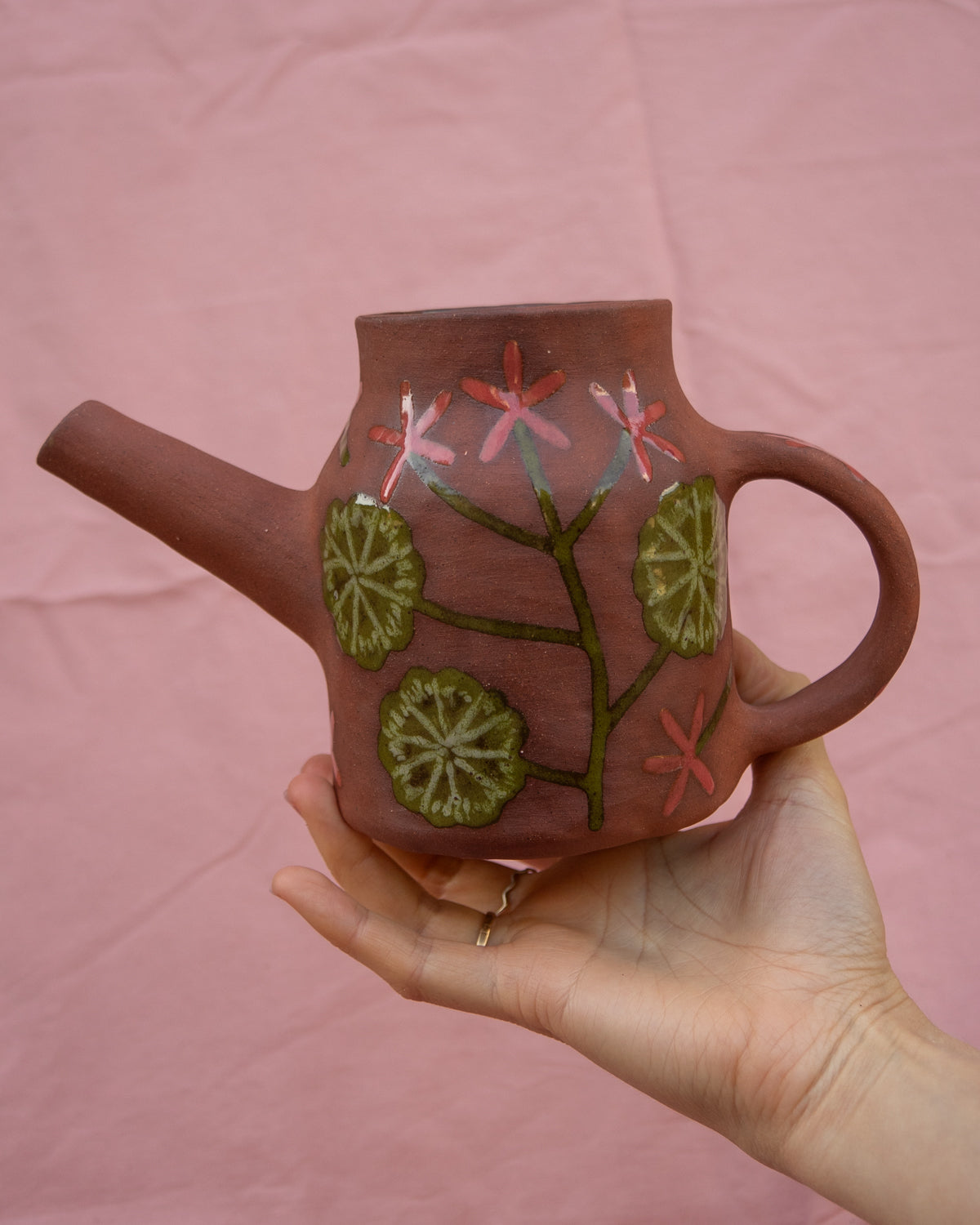 Geranium Flowers Watering Can Pot