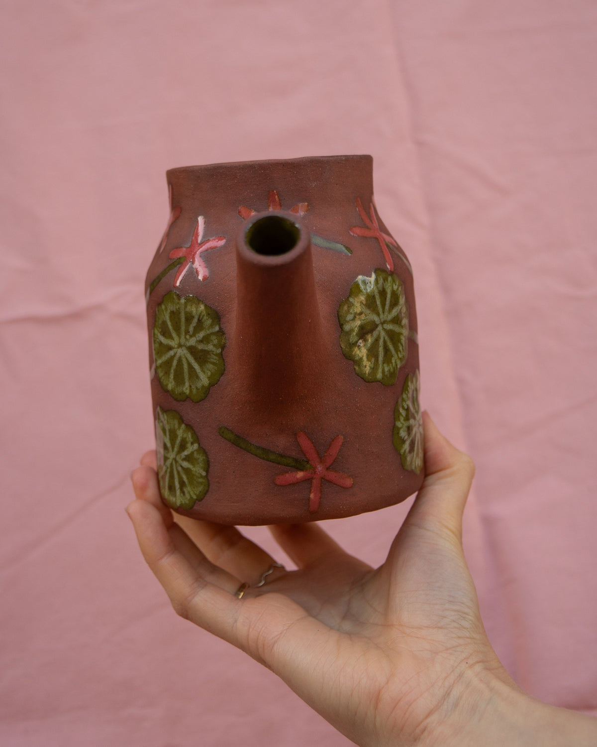 Geranium Flowers Watering Can Pot