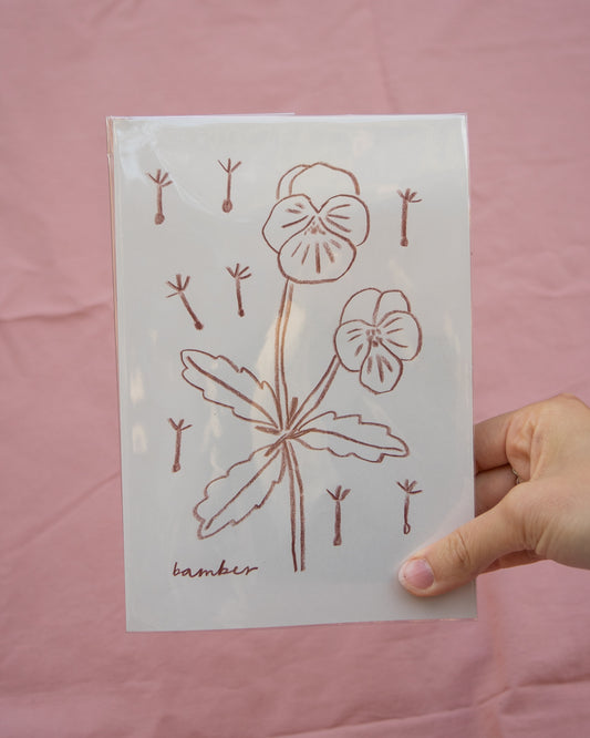 Dandelion Pansies Drawing