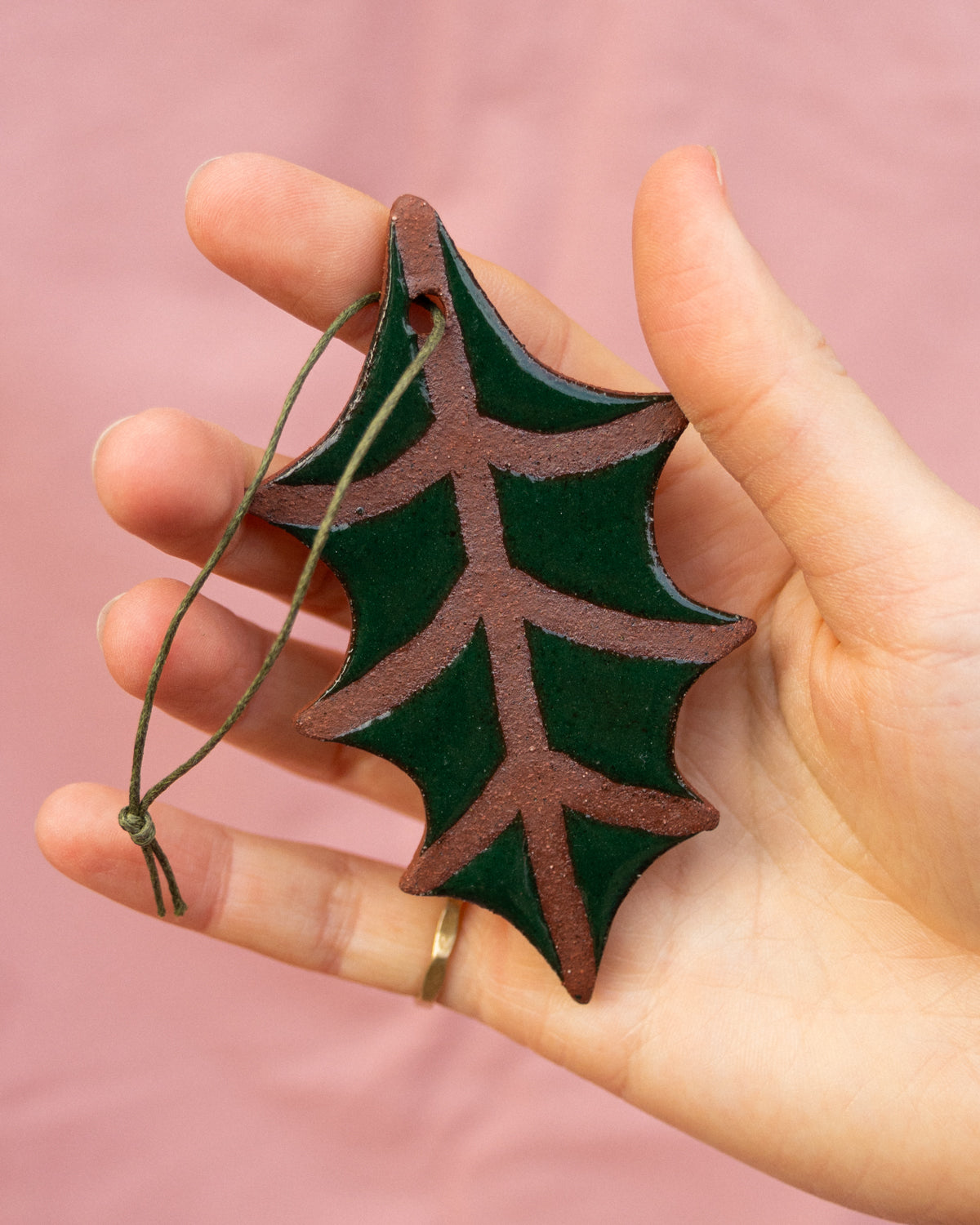 Green Holly Hanging Ornament