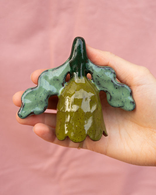 Olive, Turquoise + Green Flower Candle Snuffer